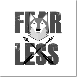 Fearless Geometric Wolf Motivational Fitness Entrepreneur Workout Inspiration Posters and Art